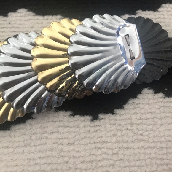 Vintage Mixed Metal Fisherman Sea Shell Nautical Elasticized Belt - Picture 3 of 8